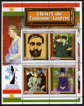 Iraqi Kurdistan Region 2005 World Chess Championship - Paintings by Toulouse-Lautrec perf sheetlet containing 4 values unmounted mint 