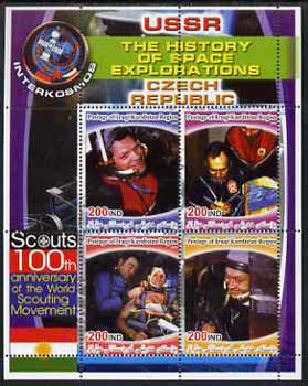 Iraqi Kurdistan Region 2005 History of Space - Czech Republic perf sheetlet containing 4 values with 100th Anniversary of Scouting in margin, unmounted mint 