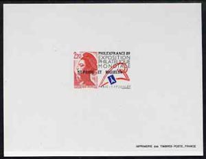 St Pierre & Miquelon 1988 PhilexFrance 89 Stamp Exhibition deluxe proof sheet in issued colours unmounted mint, SG 603