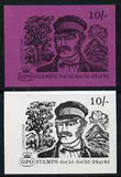 GB Great Britain 1968-70 Explorers - Livingstone 10s booklet cover proofs on bright purple card (as issued colour) and on white paper, both proofs printed one side only