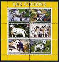 Congo 2003 Dogs (Dalmations) perf sheetlet #01 (yellow border) containing 6 values each with Rotary Logo, unmounted mint