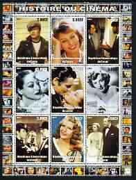 Congo 2003 History of the Cinema #12 perf sheetlet containing 9 values unmounted mint (Showing Brando, Travolta, Sophia Loren, Clark Gable etc)