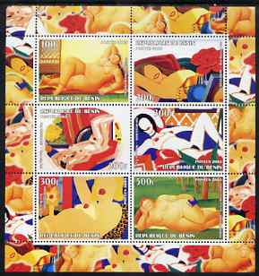 Benin 2003 Nudes in Art #10 perf sheetlet containing 6 values unmounted mint (works by botero x 2 & Wesselmann x 4