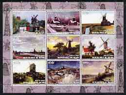 Benin 2003 Paintings of Windmills #02 perf sheetlet containing 9 values unmounted mint