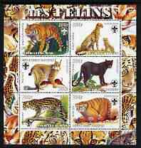 Benin 2003 Wild Cats perf sheetlet containing 6 values each with Scouts Logo, unmounted mint