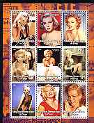 Congo 2004 Marilyn Monroe #1 perf sheetlet containing 9 values, unmounted mint