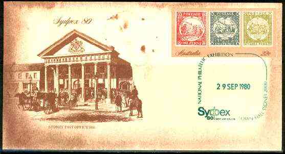 Australia 1980 Sydpex 80 Stamp Exhibition 22c postal stationery envelope with illustrated first day Sydpex cancellation (29 Sept 1980)