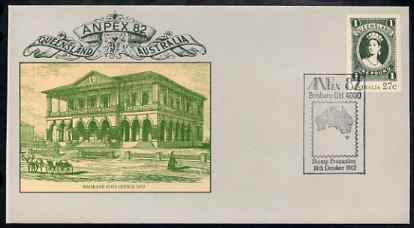 Australia 1982 Anpex 82 Stamp Exhibition 27c postal stationery envelope with special cancellation for 14th October (Stamp Promotion Day)
