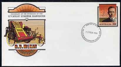 Australia 1984 Centenary of McKay's Invention of the Stripper Harvester 30c postal stationery envelope with first day cancellation