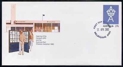Australia 1983 Canberra PO & Stamp Exhibition 27c postal stationery envelope with first day cancellation