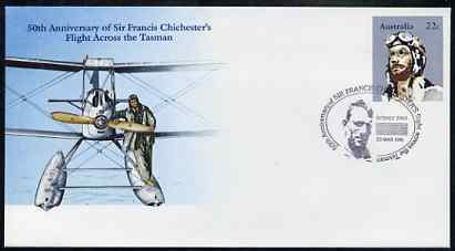 Australia 1981 50th Anniversary of Sir Francis Chichester's Flight Across the Tasman 22c postal stationery envelope with special illustrated 'Portrait' cancellation