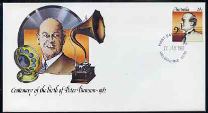 Australia 1982 Centenary of Birth of Peter Dawson (Baritone) 24c postal stationery envelope with first day cancellation