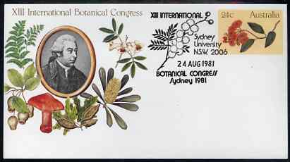 Australia 1981 International Botanical Congress 24c postal stationery envelope with special illustrated Sydney Congress first day cancellation
