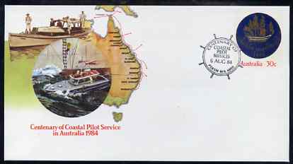 Australia 1984 Centenary of Coastal Pilot Service 30c postal stationery envelope with special illustrated 'Helm' first day cancellation