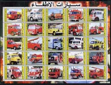 Djibouti 2003 Fire Engines #1 perf sheetlet containing 25 values unmounted mint