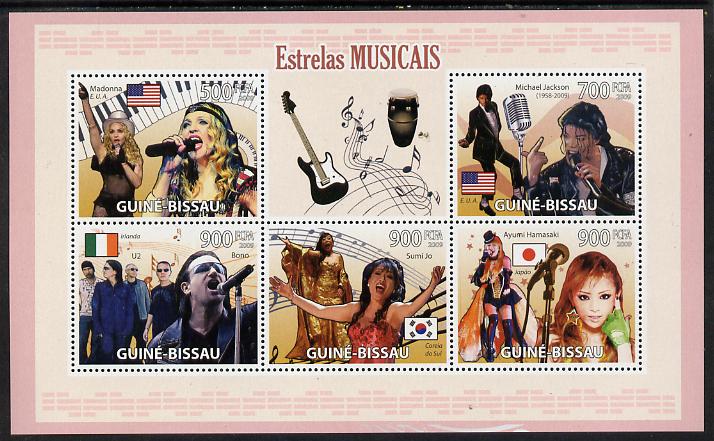 Guinea - Bissau 2009 Famous Musicians perf sheetlet containing 5 values unmounted mint