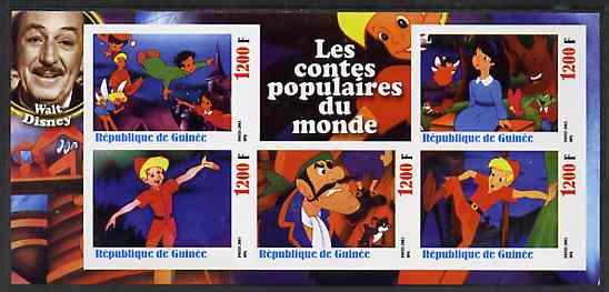 Guinea - Conakry 2003 Walt Disney - Fairy Tales #9 - Peter Pan imperf sheetlet containing 5 values unmounted mint