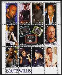 Altaj Republic 2000 Bruce Willis perf sheetlet containing set of 12 values unmounted mint