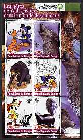 Congo 2005 The Nature Conservancy,Walt Disney Characters & Animals #3 perf sheetlet containing 6 values each with Scout Logo unmounted mint