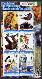 Congo 2005 The Nature Conservancy,Walt Disney Characters & Animals #5 perf sheetlet containing 6 values each with Scout Logo unmounted mint
