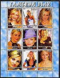 Congo 2005 Cameron Diaz #1 perf sheetlet containing 9 values unmounted mint