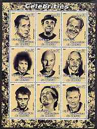 Congo 2001 Caricatures of Celebrites #2 perf sheetlet containing 9 values unmounted mint (Bogart, T Thomas, Dylan, Connery, Hendrix, E Clapton etc)