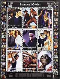 Congo 2001 Famous Movies perf sheetlet containing 9 values unmounted mint