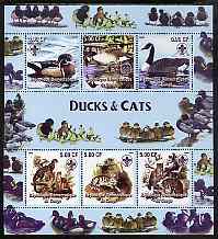 Congo 2005 Ducks & Cats perf sheetlet containing 6 values each with Scouts Logo unmounted mint