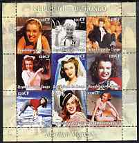 Congo 2004 Marilyn Monroe #2 perf sheetlet containing 9 values unmounted mint
