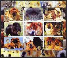 Kyrgyzstan 2004 Dogs - Chow Chow imperf sheetlet containing 9 values each with Rotary Logo, unmounted mint