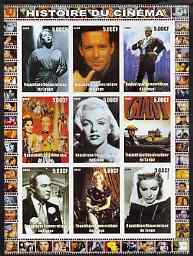 Congo 2003 History of the Cinema #16 imperf sheetlet containing 9 values unmounted mint (Showing James Dean, Bob Hope, Marilyn, etc)