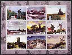 Benin 2003 Paintings of Windmills #02 imperf sheetlet containing 9 values unmounted mint