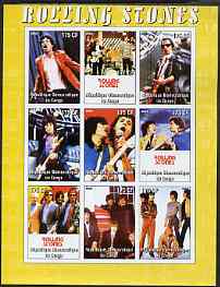 Congo 2005 Rolling Stones imperf sheetlet containing set of 9 values unmounted mint