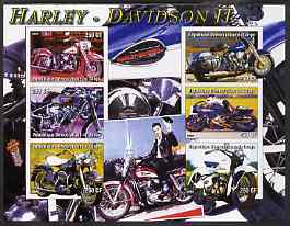 Congo 2004 Harley Davidson #2 imperf sheetlet containing 6 values (with Elvis in background) unmounted mint
