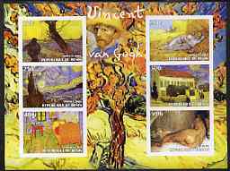 Benin 2003 Vincent Van Gogh imperf sheetlet containing 6 values unmounted mint