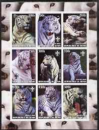 Benin 2003 Tigers #1 imperf sheetlet containing set of 9 values each with Scouts Logo unmounted mint