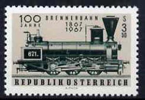 Austria 1967 Centenary of Brenner Railway unmounted mint, SG 1505
