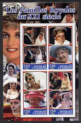 Burundi 2004 21st Century Royal Families #01 imperf sheetlet containing 4 values unmounted mint