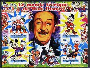 Comoro Islands 2004 The Fairy tale World of Walt Disney #3 imperf sheetlet containing 4 values unmounted mint