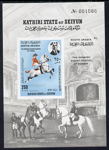 Aden - Kathiri 1967 Spanish Horse Riding School imperf m/sheet unmounted mint Mi BL 10B 