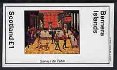 Bernera 1982 Medieval Life imperf souvenir sheet (£1 value Serving at the Table) unmounted mint