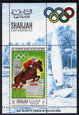 Sharjah 1968 Olympics (Show Jumping & Yacht) perf m/sheet unmounted mint Mi BL40 