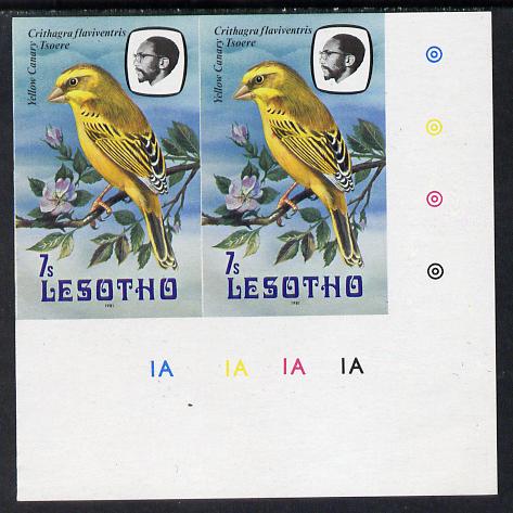 Lesotho 1981 Yellow Canary 7s def in unmounted mint imperf pair* (SG 442)