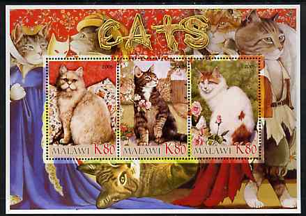 Malawi 2005 Domestic Cats perf sheetlet containing 3 values unmounted mint