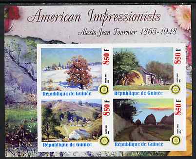 Guinea - Conakry 2003 American Impressionists - Alexis Jean Fournier imperf sheetlet containing set of 4 values each with Rotary Logo unmounted mint