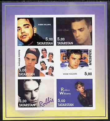 Tatarstan Republic 2002 Robbie Williams imperf sheetlet containing 6 values unmounted mint