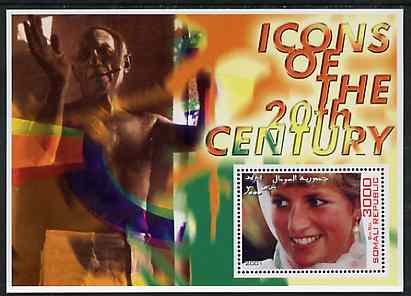 Somalia 2001 Icons of the 20th Century #04 perf s/sheet showing Princess Diana with Picasso in background unmounted mint