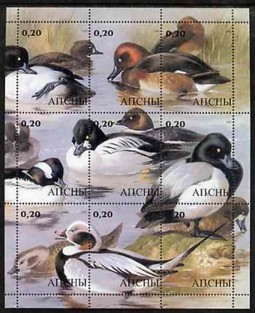 Abkhazia 2000 Ducks perf composite sheetlet containing 9 values unmounted mint