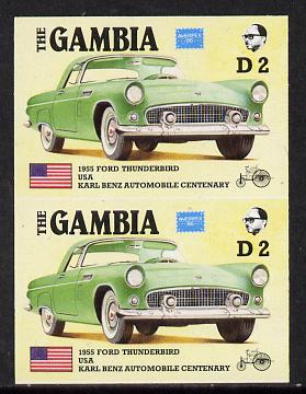 Gambia 1987 Ameripex 2d (1955 Ford Thunderbird) imperf pair from the Format archive proof sheet, as SG 654*