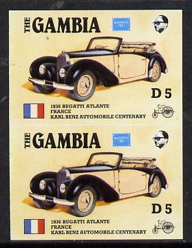 Gambia 1987 Ameripex 5d (1936 Bugatti) imperf pair from the Format archive proof sheet, as SG 656*